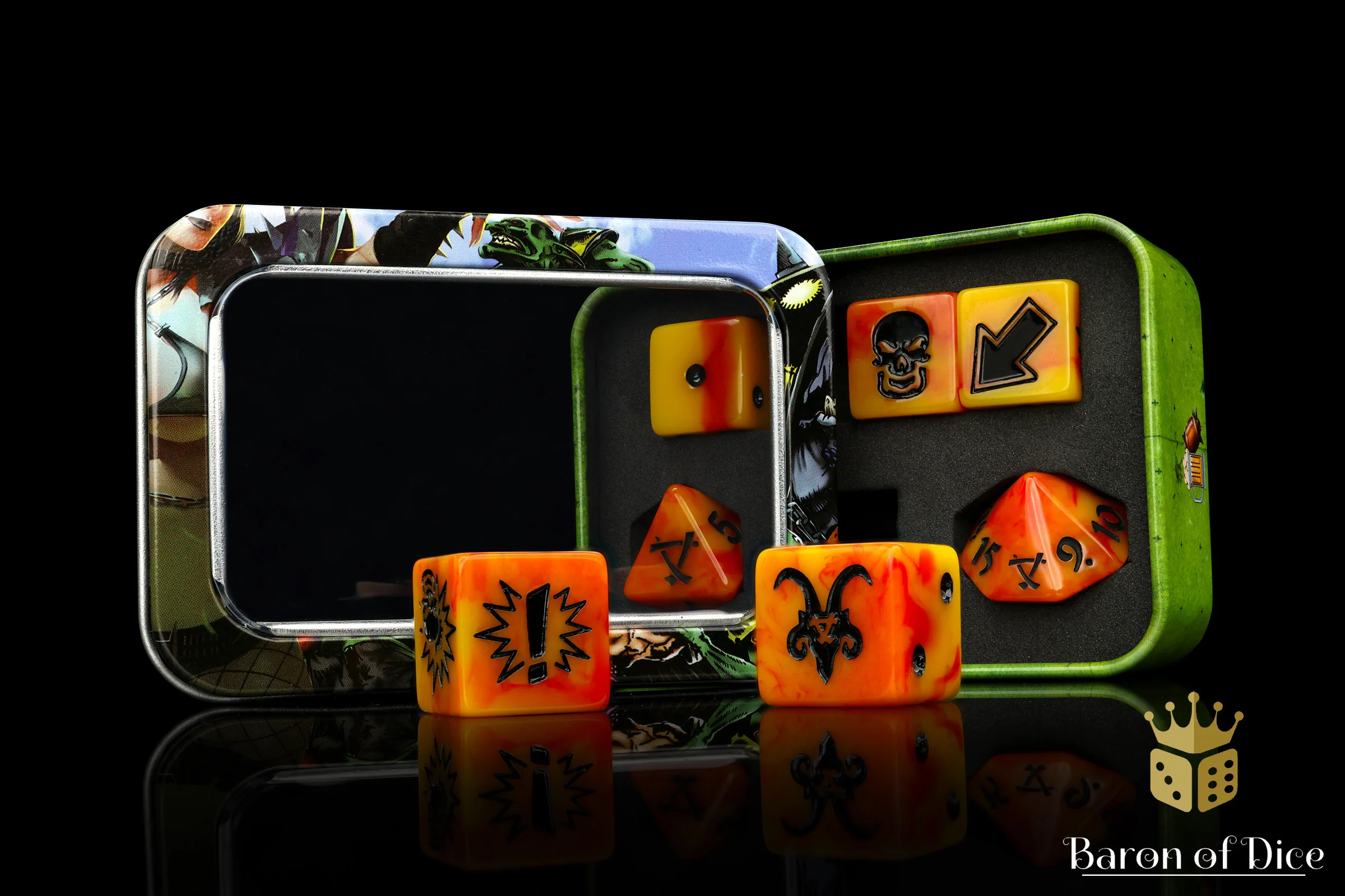 Orange Fire - Bloody Football Dice (Set of 7) - Image 13