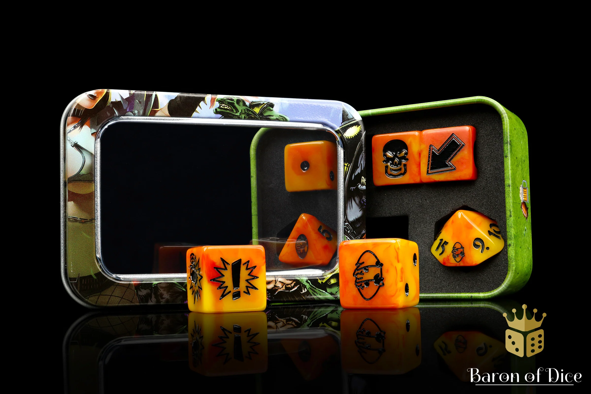 Orange Fire - Bloody Football Dice (Set of 7) - Image 8