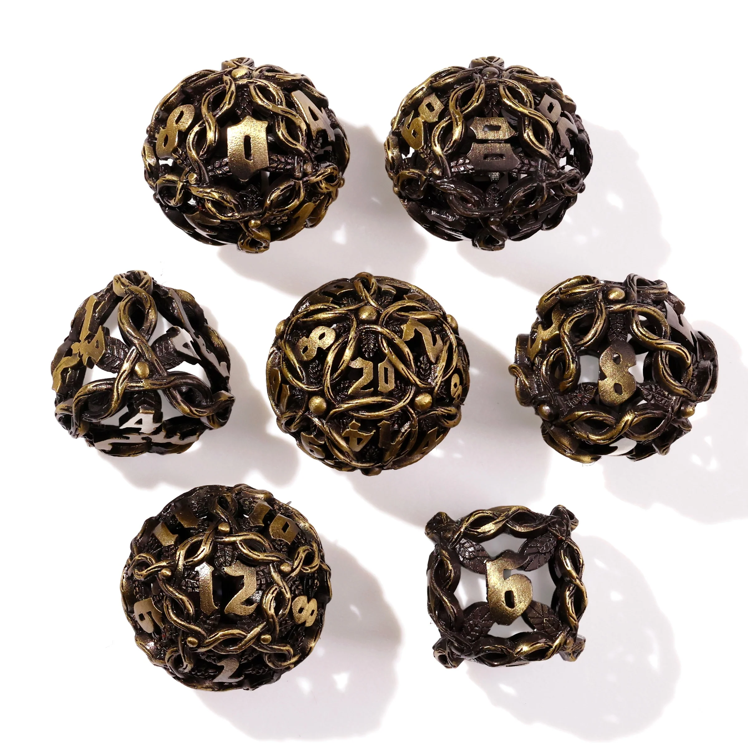 Nature's Wrath Metal RPG Dice Set - 7 Pieces