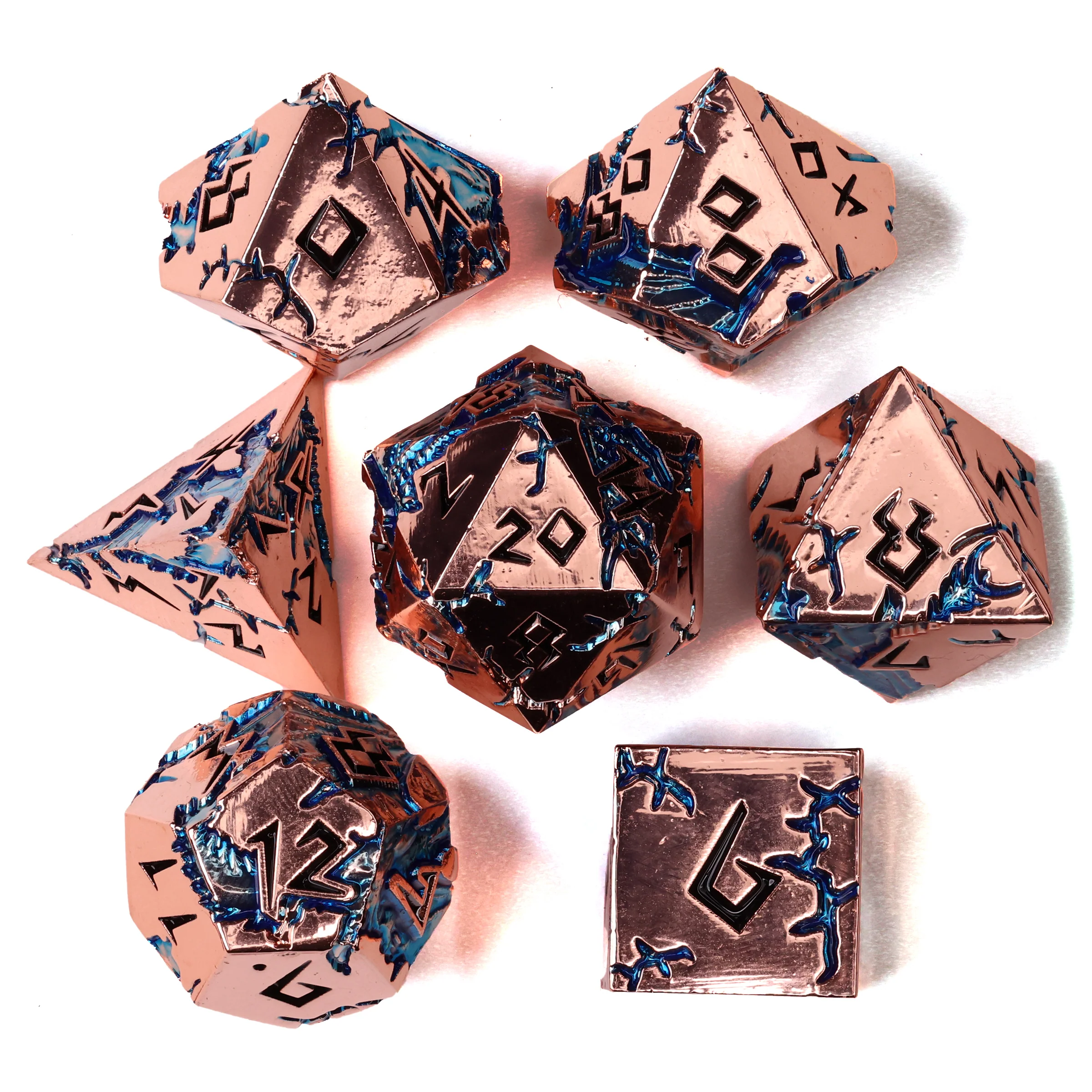 Tempest of the Sapphire Sky Metal RPG Dice Set | 7 Pieces