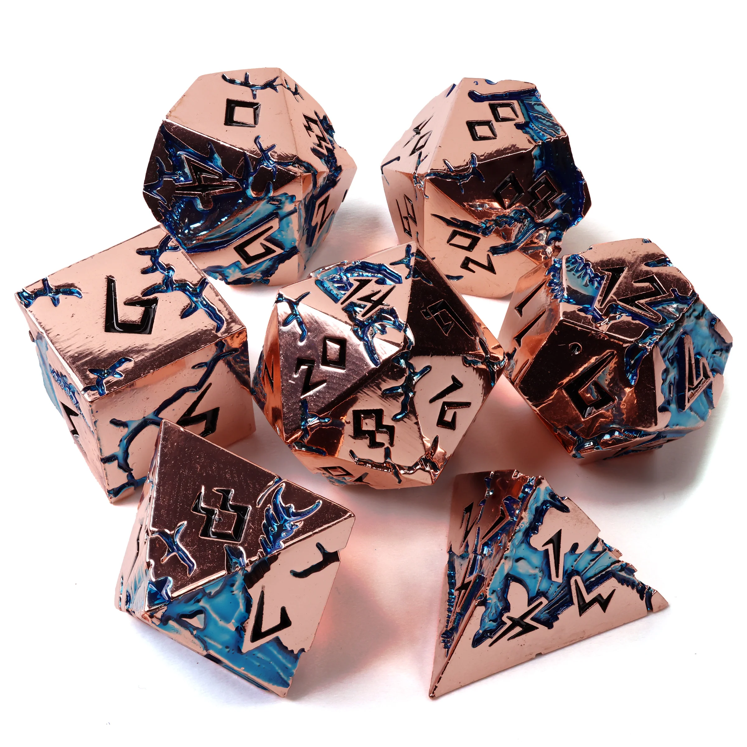 Tempest of the Sapphire Sky Metal RPG Dice Set | 7 Pieces - Image 2
