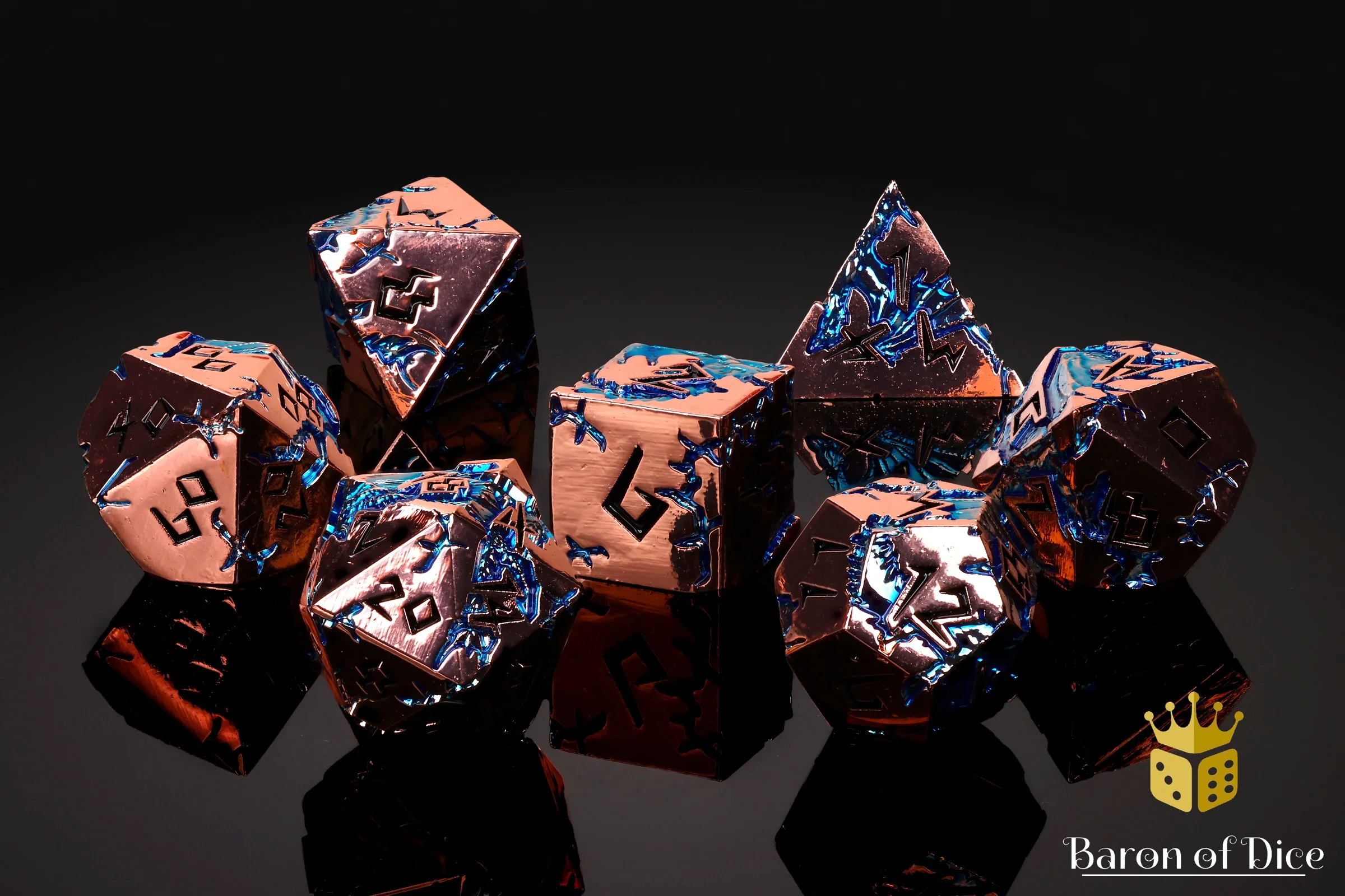 Tempest of the Sapphire Sky Metal RPG Dice Set | 7 Pieces - Image 3